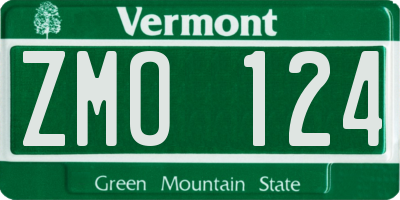 VT license plate ZMO124