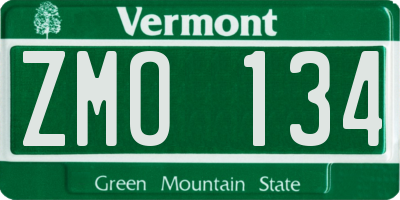 VT license plate ZMO134