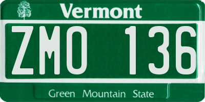 VT license plate ZMO136