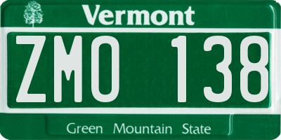 VT license plate ZMO138