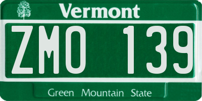 VT license plate ZMO139