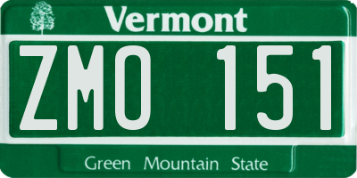 VT license plate ZMO151