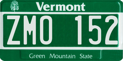 VT license plate ZMO152