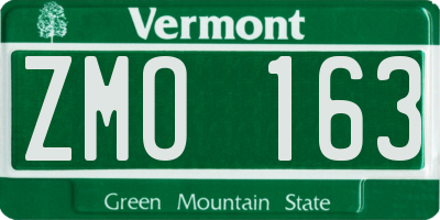 VT license plate ZMO163