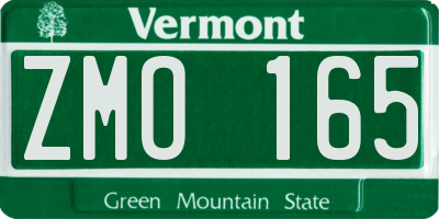 VT license plate ZMO165