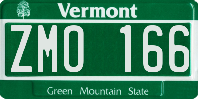 VT license plate ZMO166