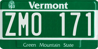 VT license plate ZMO171