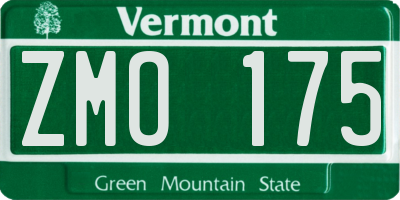 VT license plate ZMO175