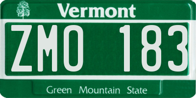 VT license plate ZMO183