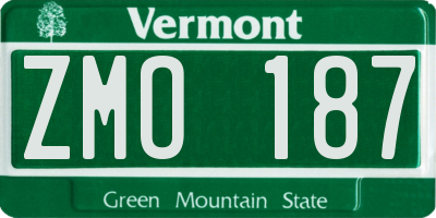 VT license plate ZMO187