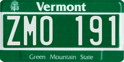 VT license plate ZMO191