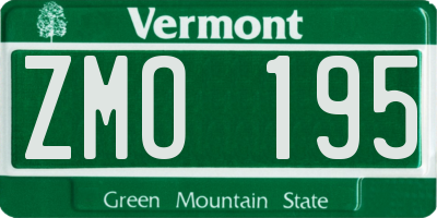 VT license plate ZMO195