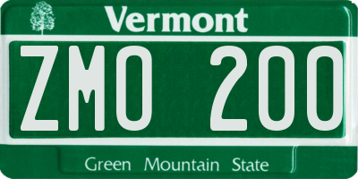 VT license plate ZMO200