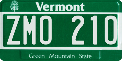 VT license plate ZMO210
