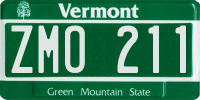 VT license plate ZMO211