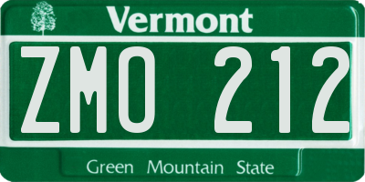 VT license plate ZMO212
