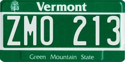 VT license plate ZMO213