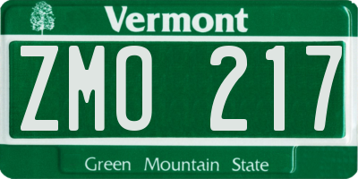 VT license plate ZMO217