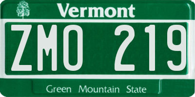 VT license plate ZMO219