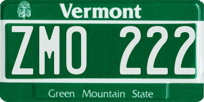 VT license plate ZMO222