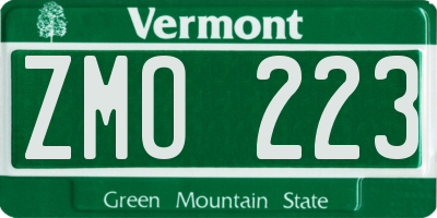 VT license plate ZMO223