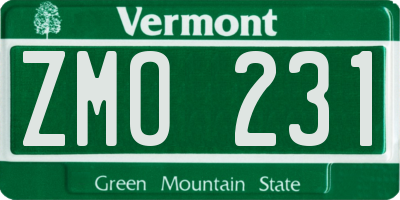 VT license plate ZMO231