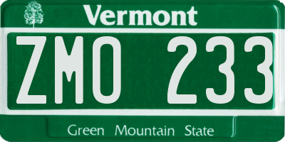 VT license plate ZMO233
