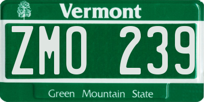 VT license plate ZMO239