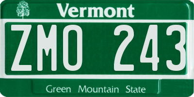 VT license plate ZMO243