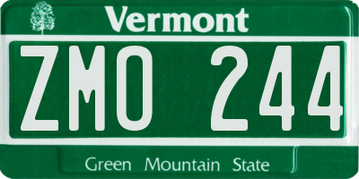 VT license plate ZMO244
