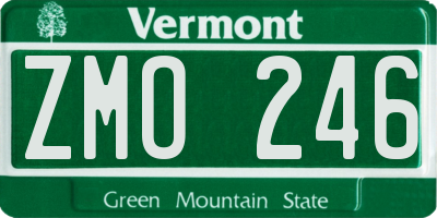 VT license plate ZMO246
