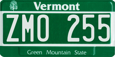 VT license plate ZMO255