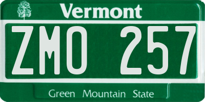 VT license plate ZMO257