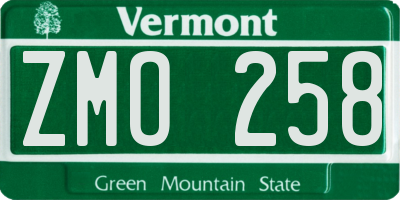 VT license plate ZMO258