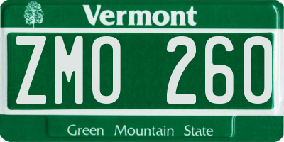 VT license plate ZMO260