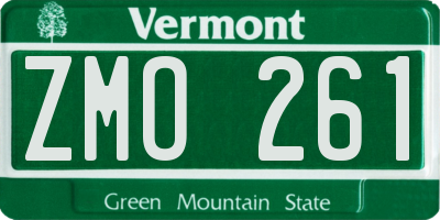 VT license plate ZMO261