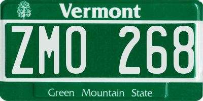 VT license plate ZMO268