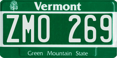 VT license plate ZMO269