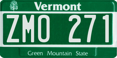 VT license plate ZMO271