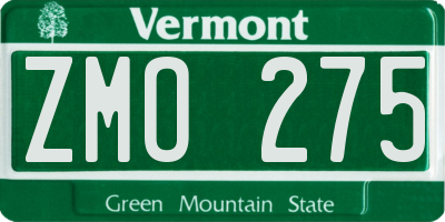 VT license plate ZMO275