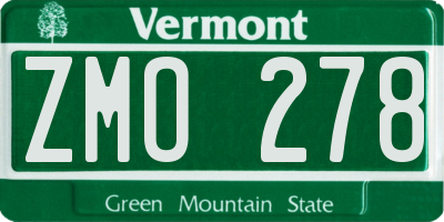 VT license plate ZMO278