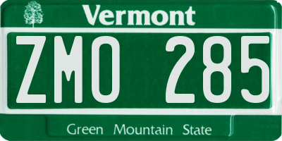 VT license plate ZMO285