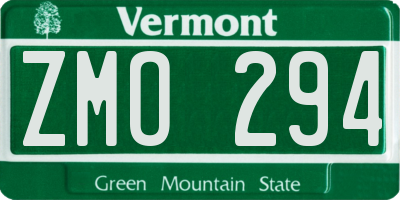 VT license plate ZMO294