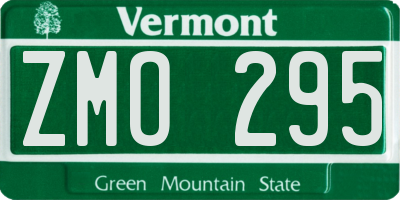 VT license plate ZMO295