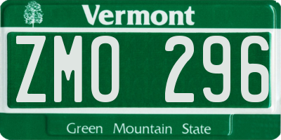 VT license plate ZMO296
