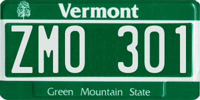 VT license plate ZMO301