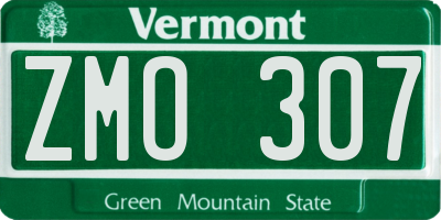 VT license plate ZMO307