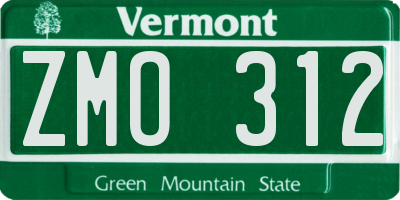 VT license plate ZMO312