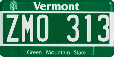 VT license plate ZMO313