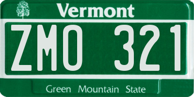 VT license plate ZMO321